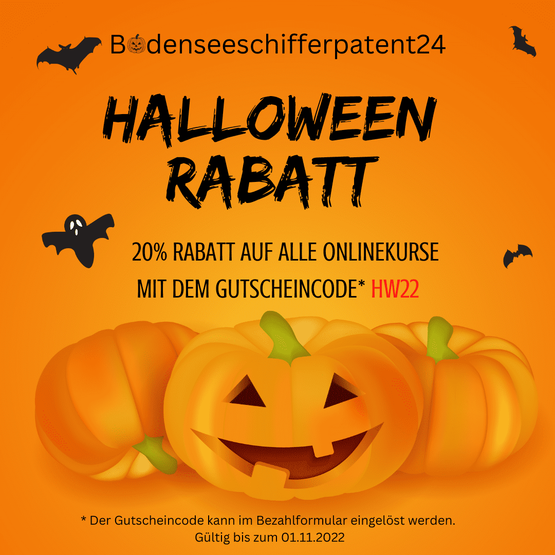 Bodenseeschifferpatent Onlinekurs Halloween Rabatt 2022